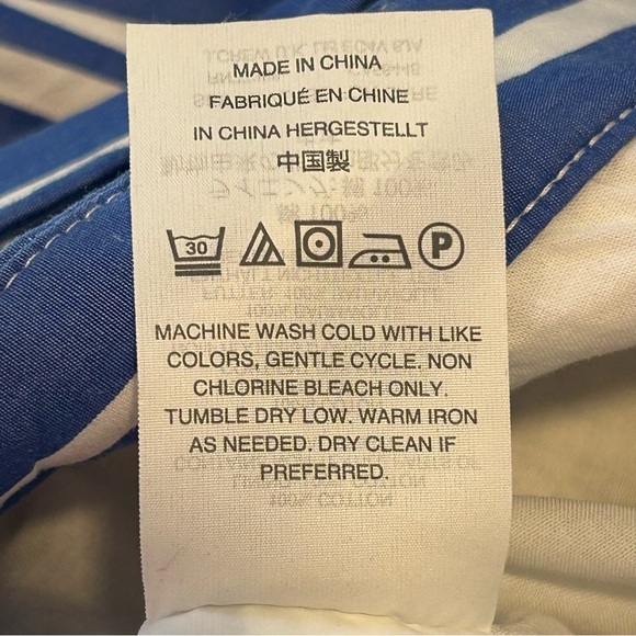 J Crew Womens Blue White Stripe Button Front A-Line Midi Lined Cotton Skirt Sz 4 - Picture 10 of 11